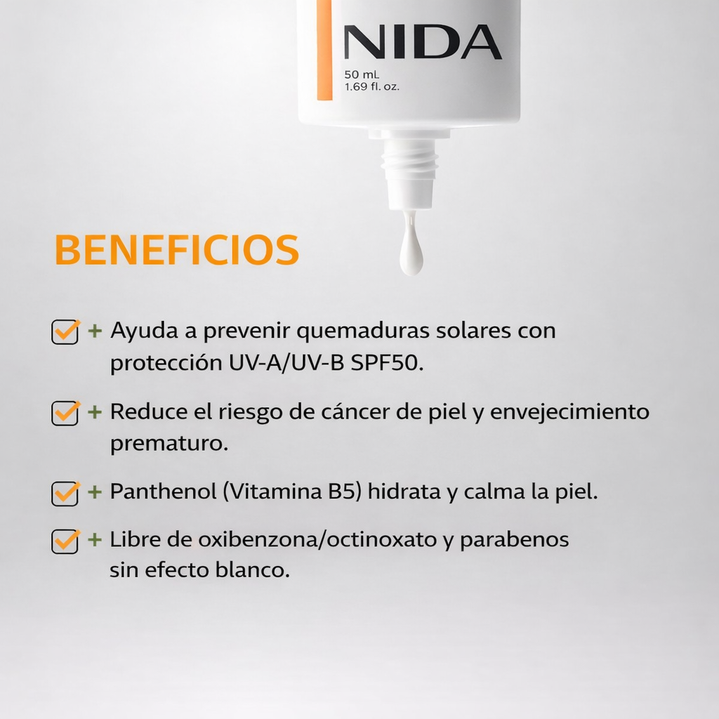 Nida Escudo Solar Invisible SP50 - 50 ml