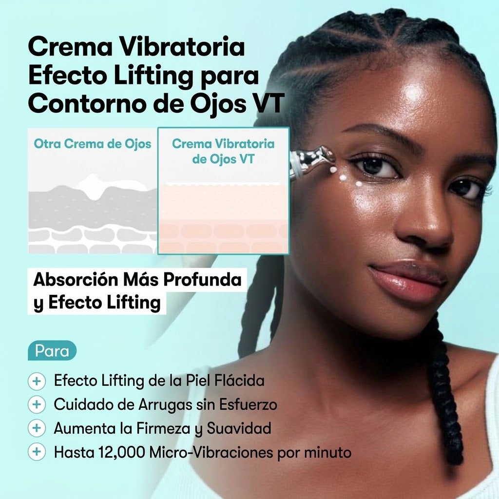 Aplicación de la crema de ojos vibratoria en el contorno