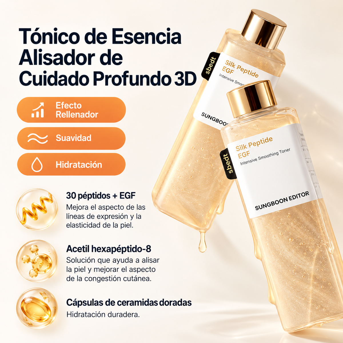 VitalGlow Tónico EGF de Seda – Efecto Alisador y Reafirmante