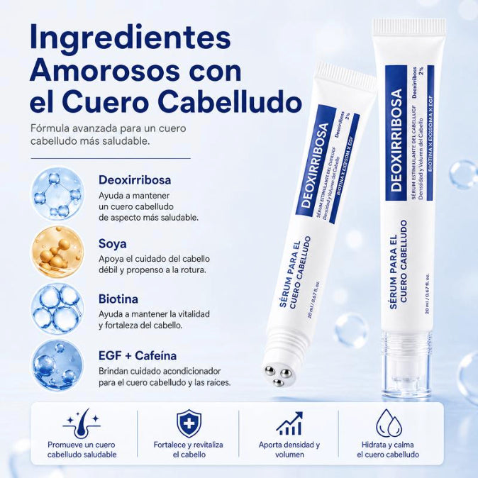 Sérum Cuero Cabelludo Deoxyribose 2 % VitalGlow · Aplicador de Masaje 20 ml