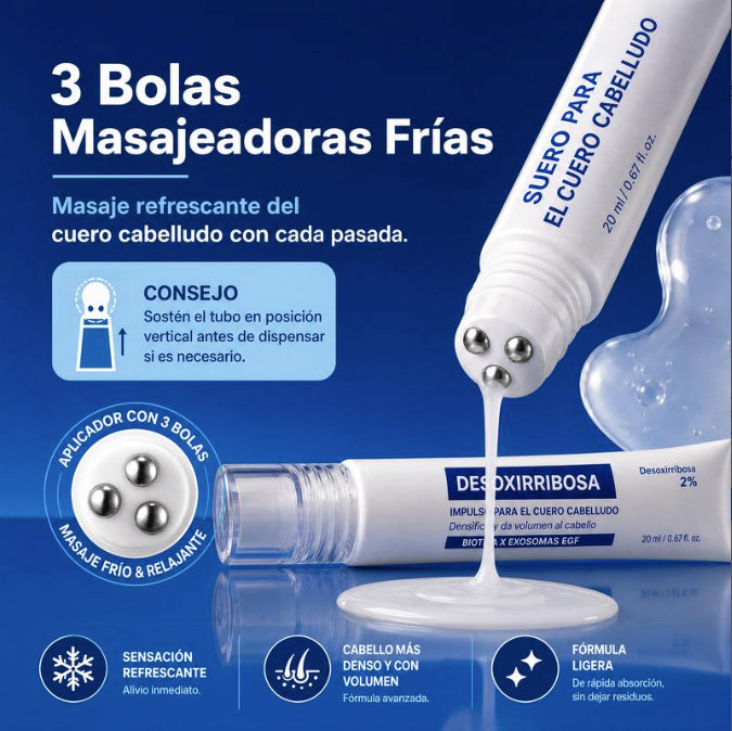 Sérum Cuero Cabelludo Deoxyribose 2 % VitalGlow · Aplicador de Masaje 20 ml