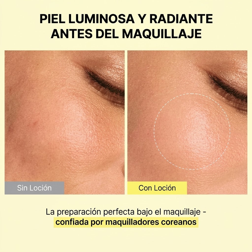 Piel antes del maquillaje sin loción y con loción
